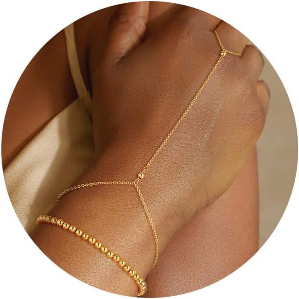 Gold Hand Chain Bracelets Women Dainty Layered Link Jewelry Gift